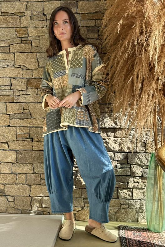 Hippie Shake Patchwork Sweatshirt Stone 